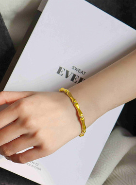 新中式复古简约古法拉丝竹节手镯