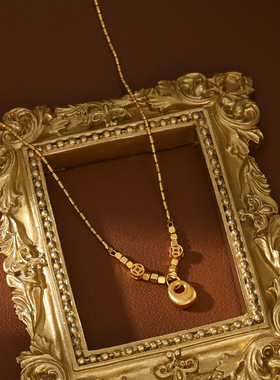 网红同款小胖福铜镀新款毛衣链