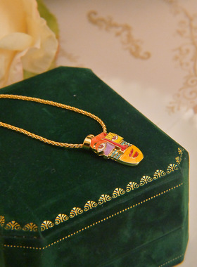 高级感ins风珐琅彩色项链小众设计个性风潮配饰高级设计感百搭OL