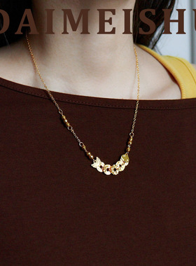 小众好运锦鲤五帝钱锁骨链