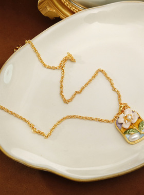 法式复古莫奈花园珍珠项链小众设计温柔优雅显气质锁骨链配饰链女