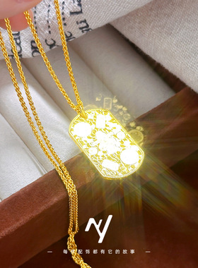 轻奢高保色CNC碎碎冰财神爷项链