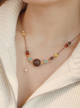 新中式合香天然石紫水晶锁骨链