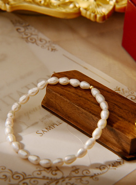 淡水珍珠手链女5-6mm不规则复古简约珠手串级感手链手饰女