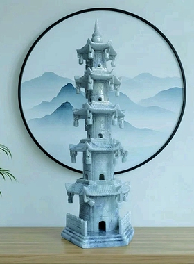 翡翠玉雕中式文昌塔镇宅摆件