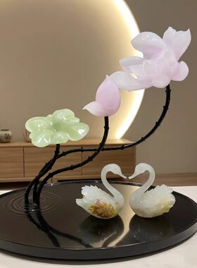 精雕玉雕清风荷韵摆件新婚乔迁