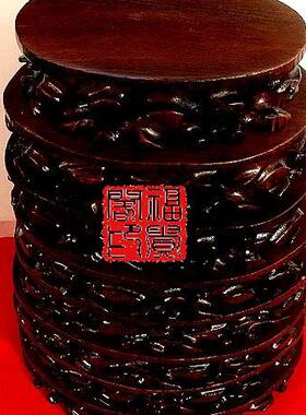 奇石底座木质托长方形正方形圆形椭圆形花盆景石敢当底架底托定制