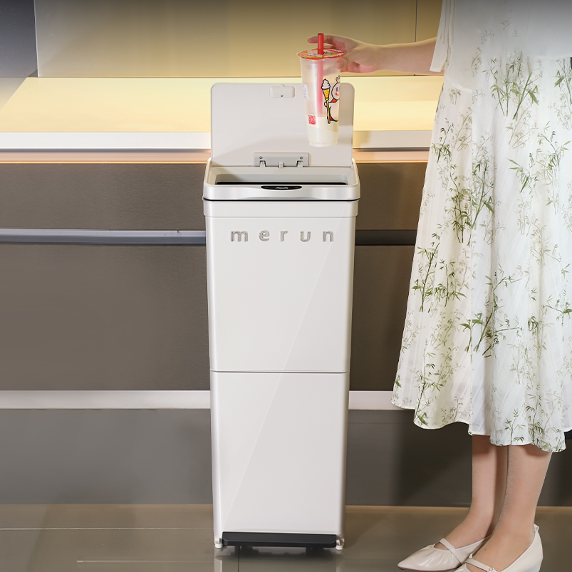 英国智能感应垃圾桶厨房余家用分类大容量带盖轮移动按压2025新款