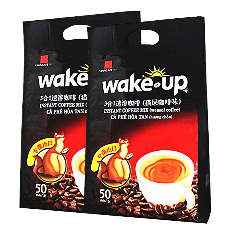 越南进口wake-up猫屎咖啡味速溶咖啡粉威拿三合一特浓味100条*2袋