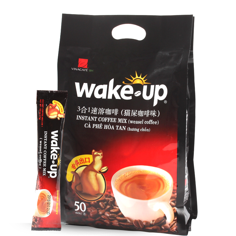 越南原装进口威拿咖啡wakeup50条/850g猫屎味三合一速溶咖啡粉-图3