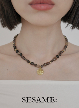 「新年礼物」蔷薇天然水晶玫瑰吊坠项链原创设计气质高级送女友