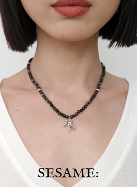 「新年礼物」烟花红玛瑙串珠项链女高级感轻奢小众黑曜石锁骨链