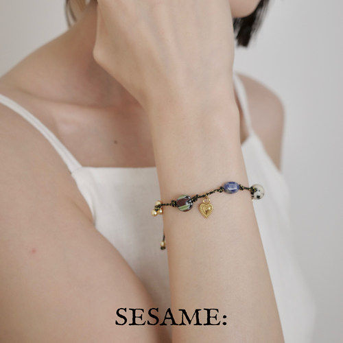 「新年礼物」波西米亚风天然石可调节编织细手链水晶小众爱心手饰 - 图0