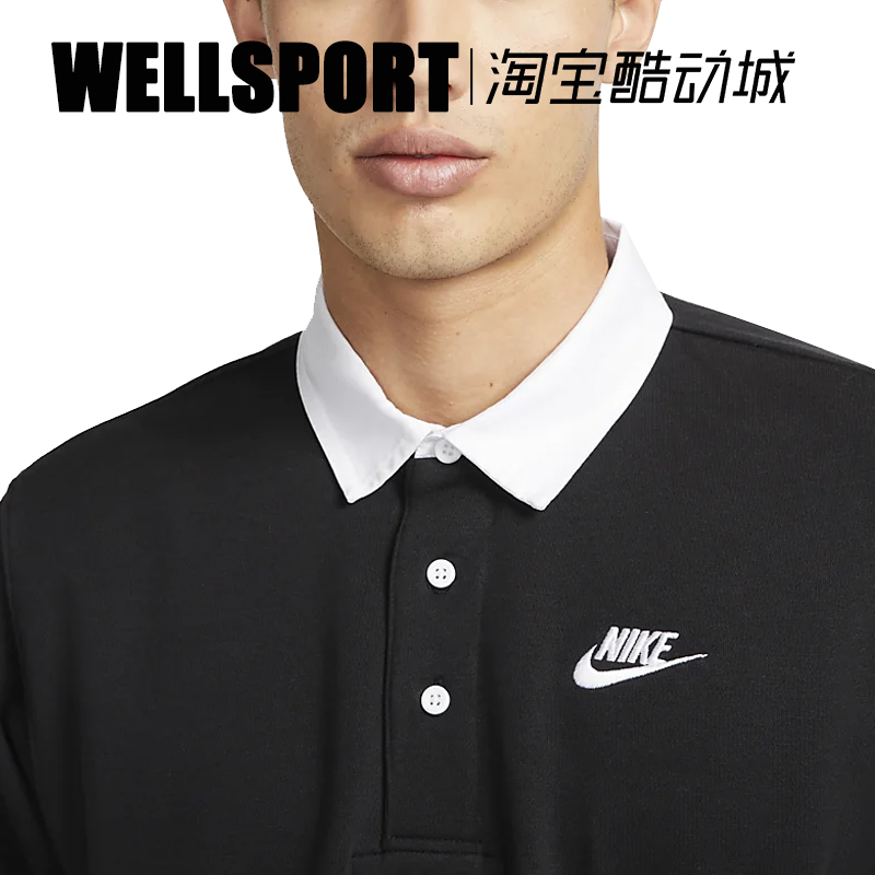 NIKE男装长袖POLO衫加绒运动休闲潮流时尚翻领卫衣DX0538-010-063