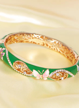 北京正宗景泰蓝手镯镶钻珐琅彩纪念品情人节送老婆生日礼物