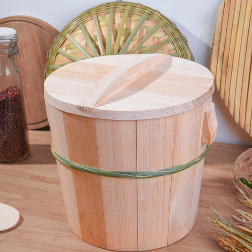 香椿树蒸饭木桶煮饭木桶饭木甑子蒸子家用大小号杉木竹底木底蒸笼 - 图2