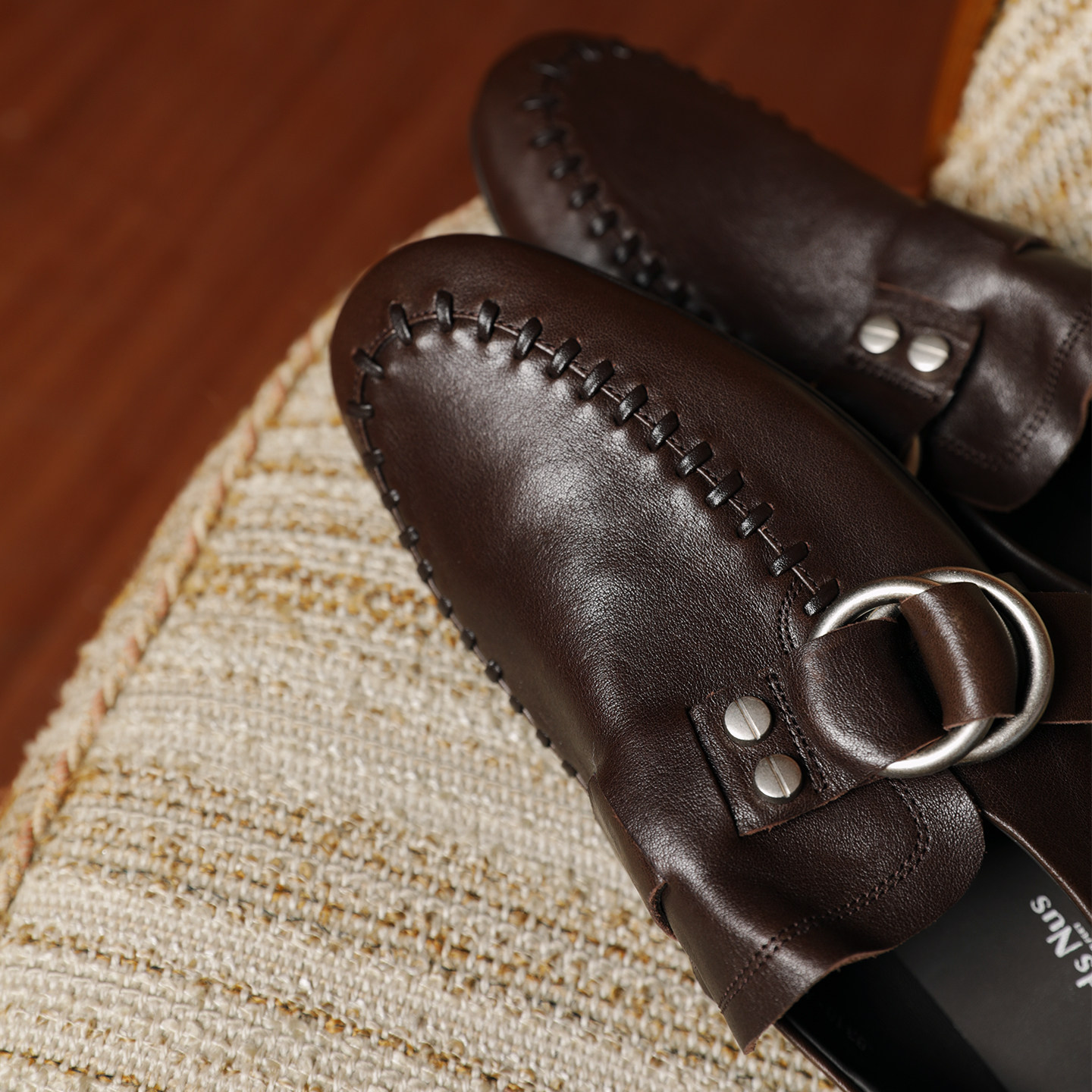 Les Pieds Nus拾光慢履 油蜡牛皮复古乐福鞋女一脚蹬平底深口单鞋,淘宝优惠券,粉丝福利购,淘宝优惠卷