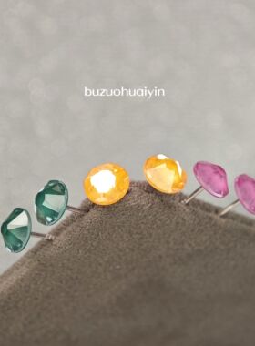 紫色果冻橙松石绿简约爆闪清新养耳洞925银奥地利水晶耳钉耳骨钉