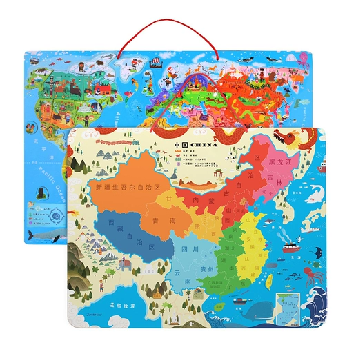 Деревянная китайская карта, детская головоломка, магнитная интеллектуальная игрушка, учебные пособия для детского сада, 456 лет