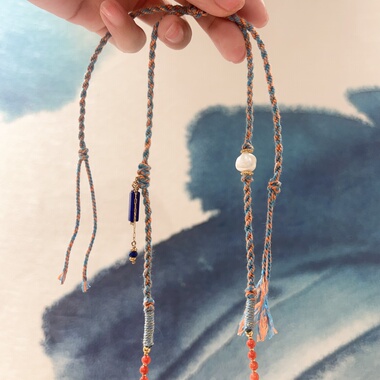 天然南红小米珠长款串珠项链3mm