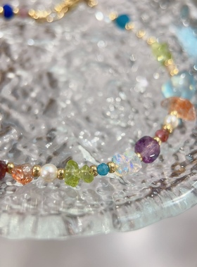 天然多宝水晶半宝石手链清新小众
