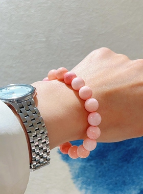 天然淡粉女王贝光面圆珠10mm