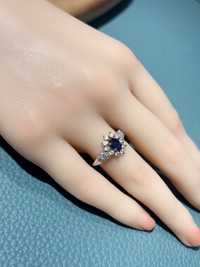 天然蓝宝石戒指女款925银