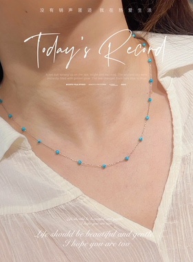 天然绿松石满天星锁骨链新款