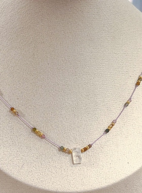 原创天然蓝月光石吊坠锁骨链女