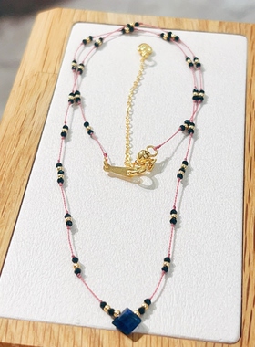原创设计天然蓝晶石黑尖晶石项链
