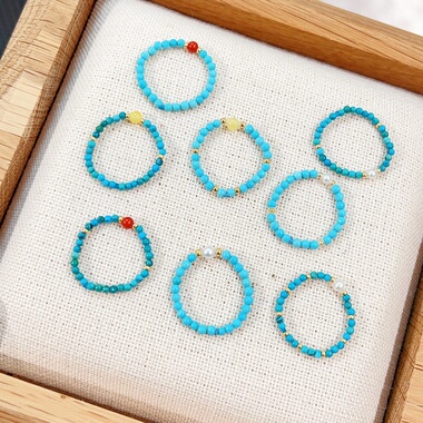 绿松石极细2mm新中式女戒3mm