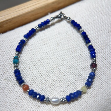 天然青金石手链原创设计小众轻奢