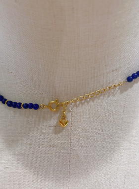 青金石白水晶女款原创小众款复古民族风项链锁骨链钛钢镀金多宝