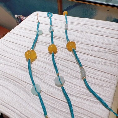 原创设计天然蜜蜡翡翠手链