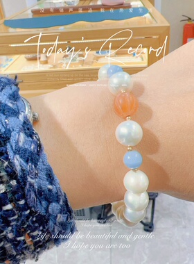 天然淡水珍珠雕刻南瓜手链