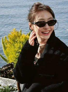 新款女士墨镜个性潮美式复古辣妹GM猫眼小窄框Y2k不规则太阳镜女