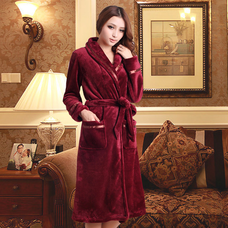 冬加长款珊瑚绒秋冬季男士红色睡袍 cy内衣睡袍/浴袍