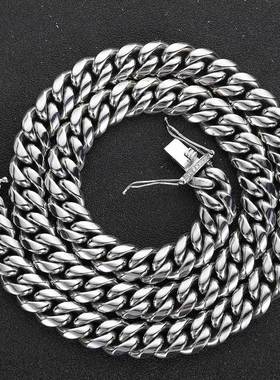 欧美嘻哈不锈钢古巴链锆石抛光男