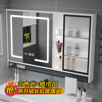 Smart Bathroom Mirror Cabinet Alone Light Lavish Toilet Shelve With Laminate Light Glass Door Hanging Wall Type Solid Wood Mirror box