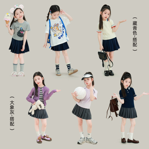 大耳象女童纯色百褶裙裤2026夏季新款宝儿学院风速干百搭裙子 - 图3