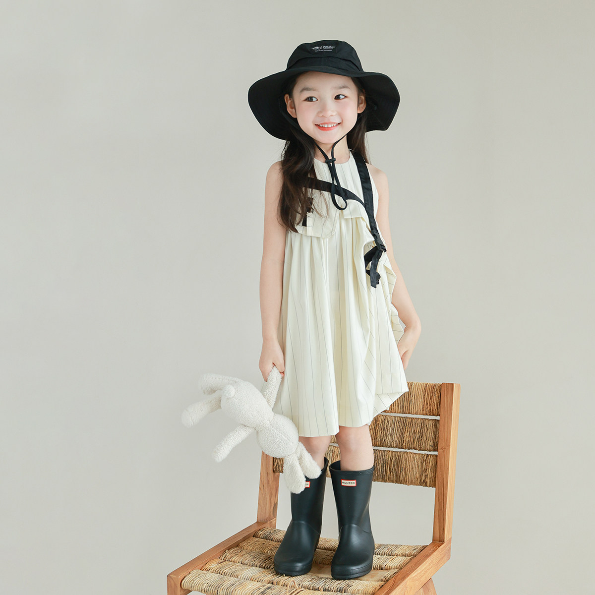 大耳象女童竖条不对称扣带背心裙夏季新款个性时尚裙子,淘宝优惠券,粉丝福利购,淘宝优惠卷