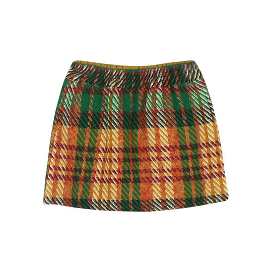 Utouto big ear elephant girl colorful checkered skirt 2025 winter new style Baoer casual versatile skirt