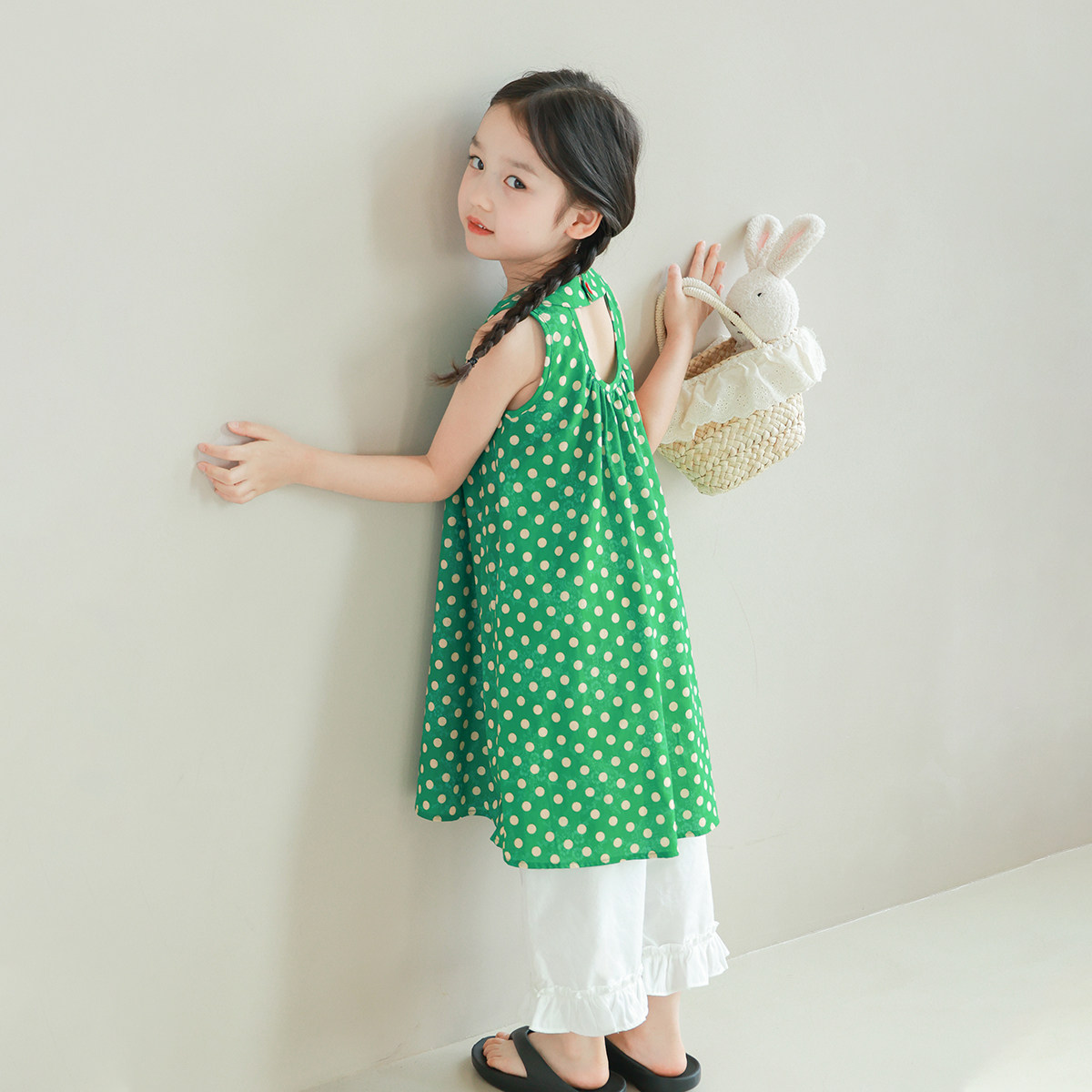 大耳象女童波点挂脖裙 波点休闲裤夏季新款女孩夏装,淘宝优惠券,粉丝福利购,淘宝优惠卷