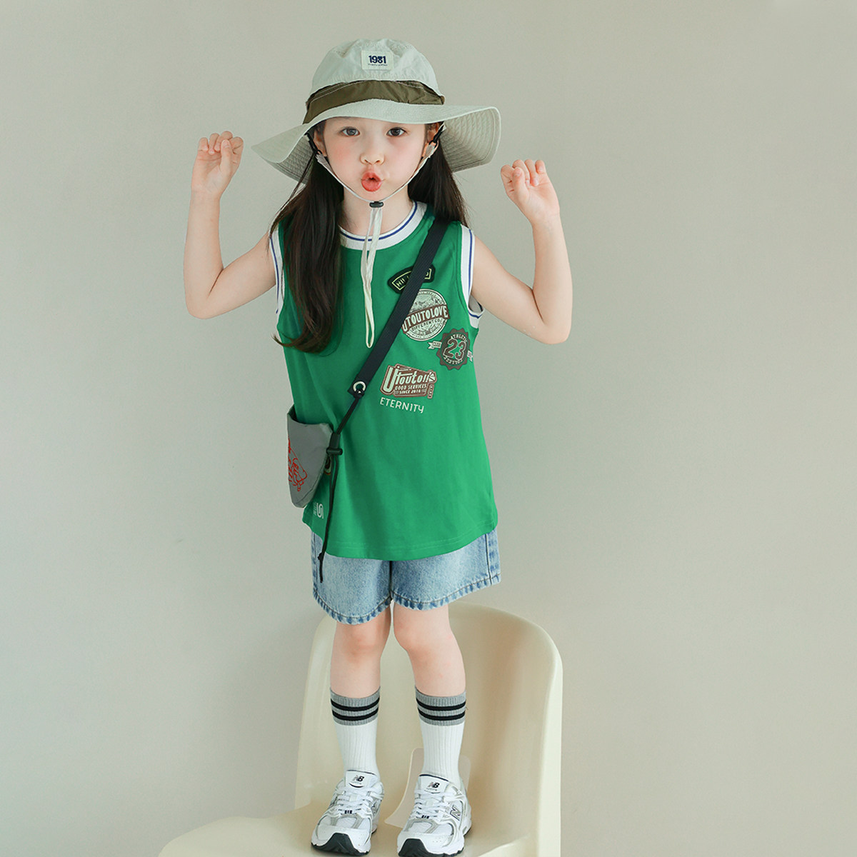 大耳象女童印花章仔速干背心夏季新款儿童宽松休闲背心,淘宝优惠券,粉丝福利购,淘宝优惠卷