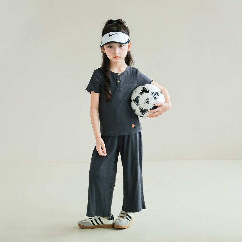 大耳象女童开扣T恤花边喇叭裤直筒休闲裤夏季新款儿童,淘宝优惠券,粉丝福利购,淘宝优惠卷