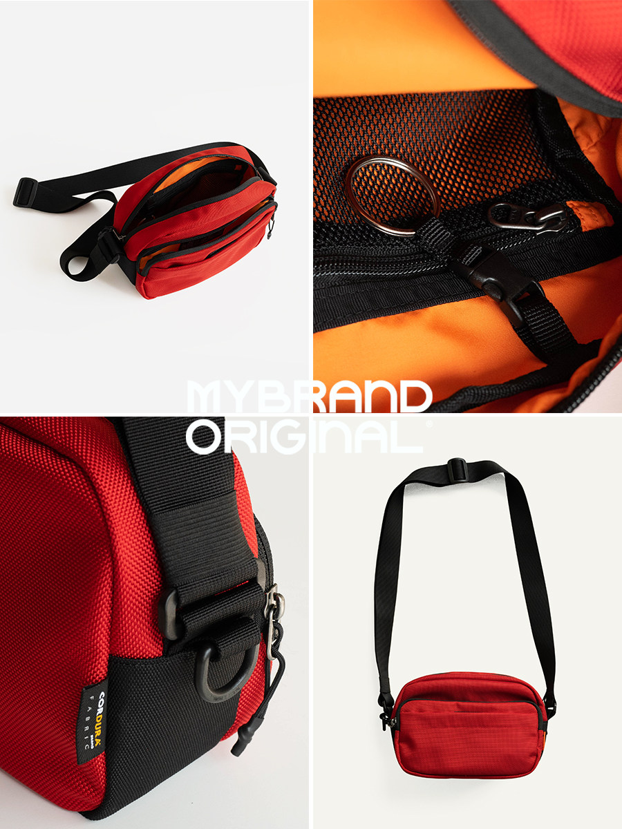 埋不烂中国红 弹道尼龙多口袋通勤斜挎包随身休闲小方包 MCX23-2,淘宝优惠券,粉丝福利购,淘宝优惠卷