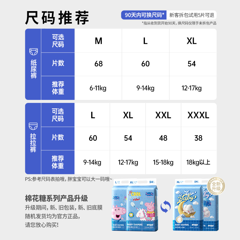 舒氏宝贝棉花糖婴儿拉拉裤纸尿裤超薄透气男女宝宝通用干爽尿不湿