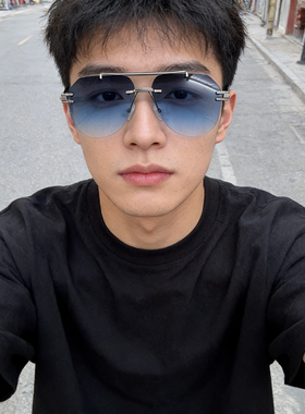 网红大框无框飞行员防紫外线墨镜