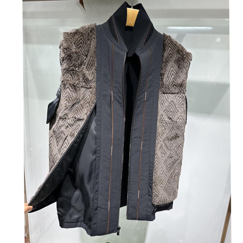 尼克服男士无痕翻领行政夹克款全兔毛内胆脱卸商务休闲牛奶丝面料 - 图0