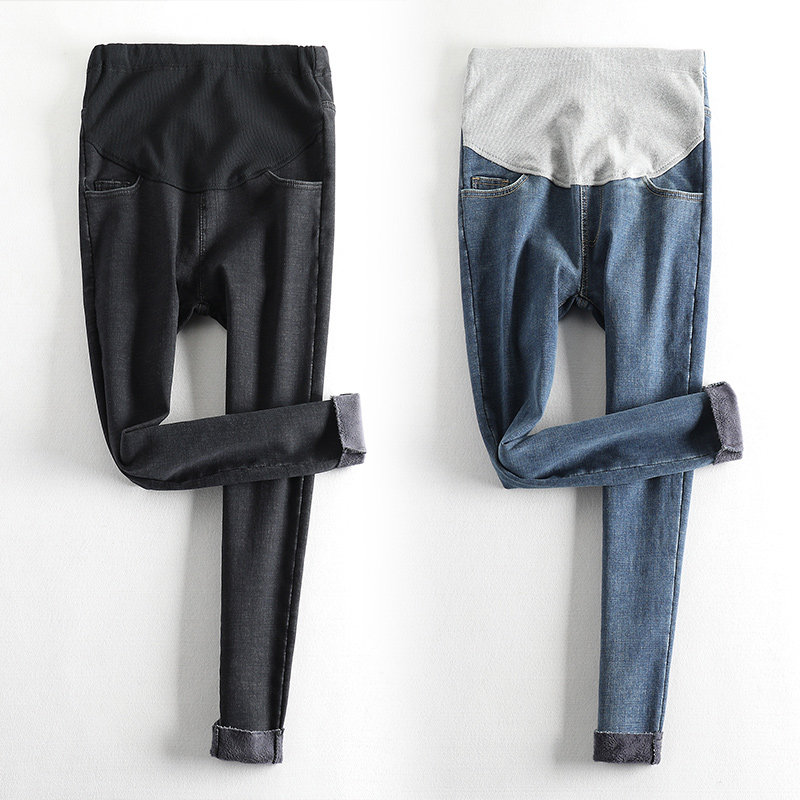 外穿秋冬加绒潮妈时尚黑色孕妇裤子 沐月母婴孕妇打底裤